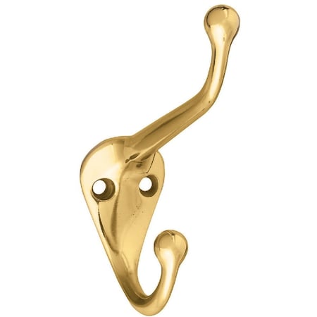 National Polished Brass Coat & Hat Wardrobe Hook N198101